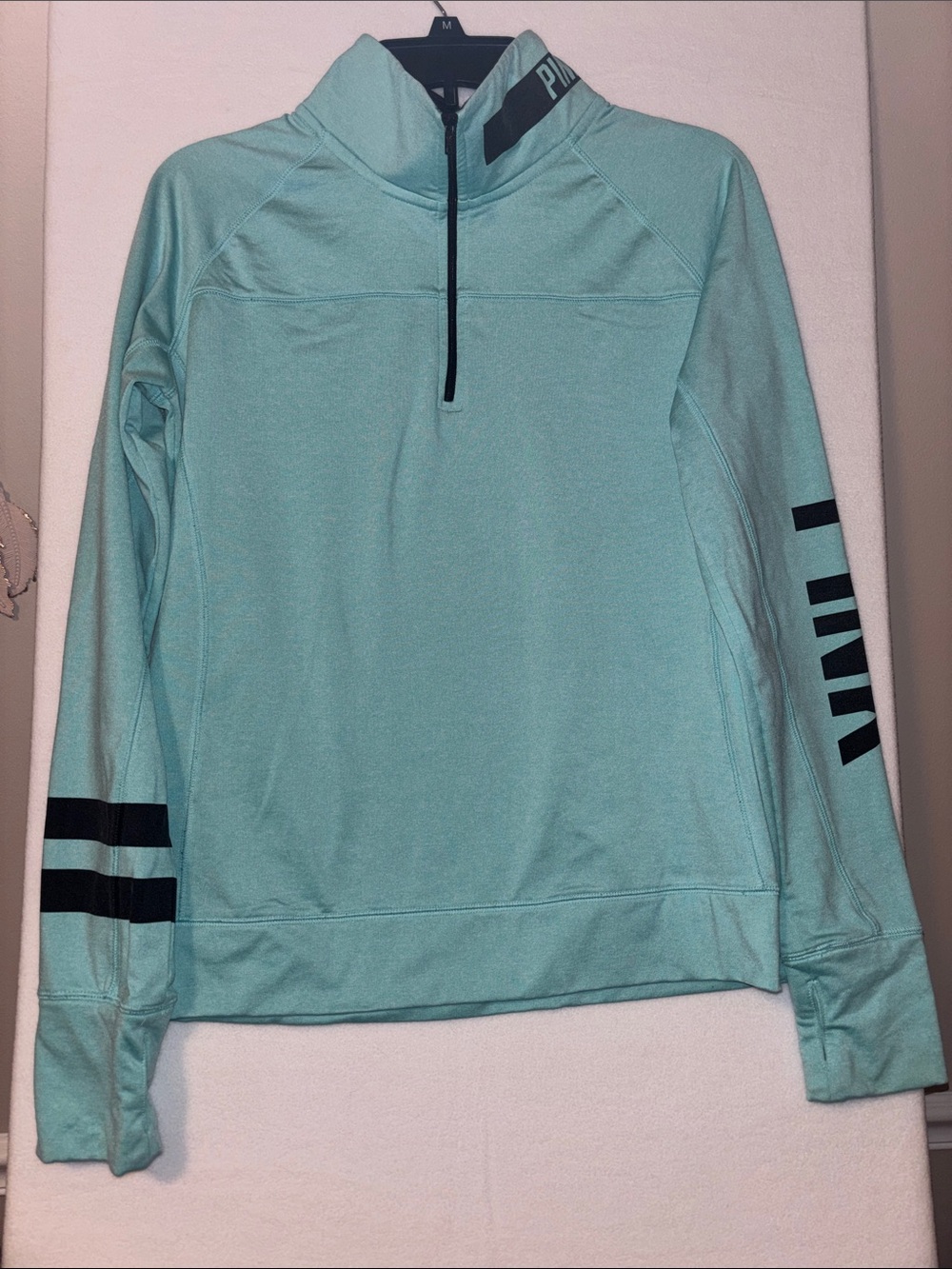 PINK Victoria's Secret blue half zip long sleeve top